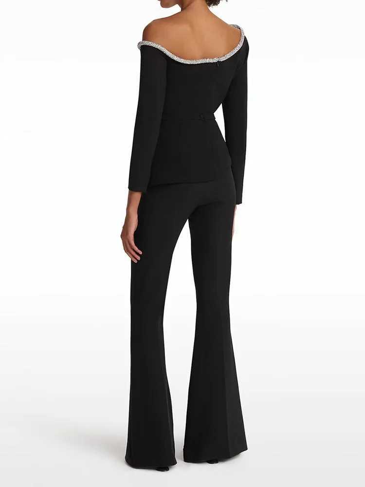 Spring/Summer Long Sleve Fashion jumpsuit Womens Flare Pants Simple Chic Playsuits 2025 Solid Patchwork Sexy Womens Tight Clothes X250318