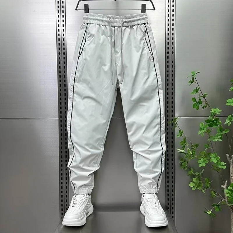 Ice Silk Pants Korean Clothes Summer Man Pants Big Size Joggers Men Trousers Sport Running Mens Cropped Trousers Gym 250318