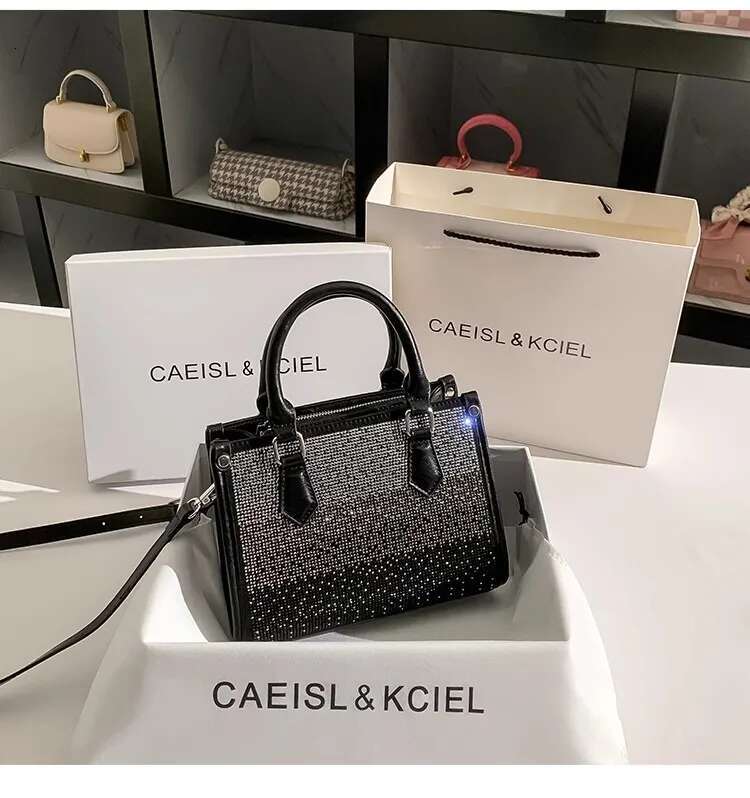 High Quality Glitter Shiny Dias Women's Handbag Large Capacity Tote Fashion Shoulder Messenger Lady Purse Casual Bag