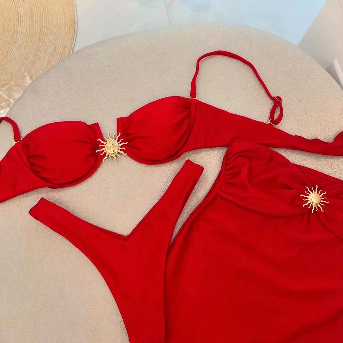 3 Piece Push Up Bikini Women Swimsuit Female Swimwear Sexy Bikini Set Swimming Suit Bathing Suit Biquini Skirt Cover Ups 250318