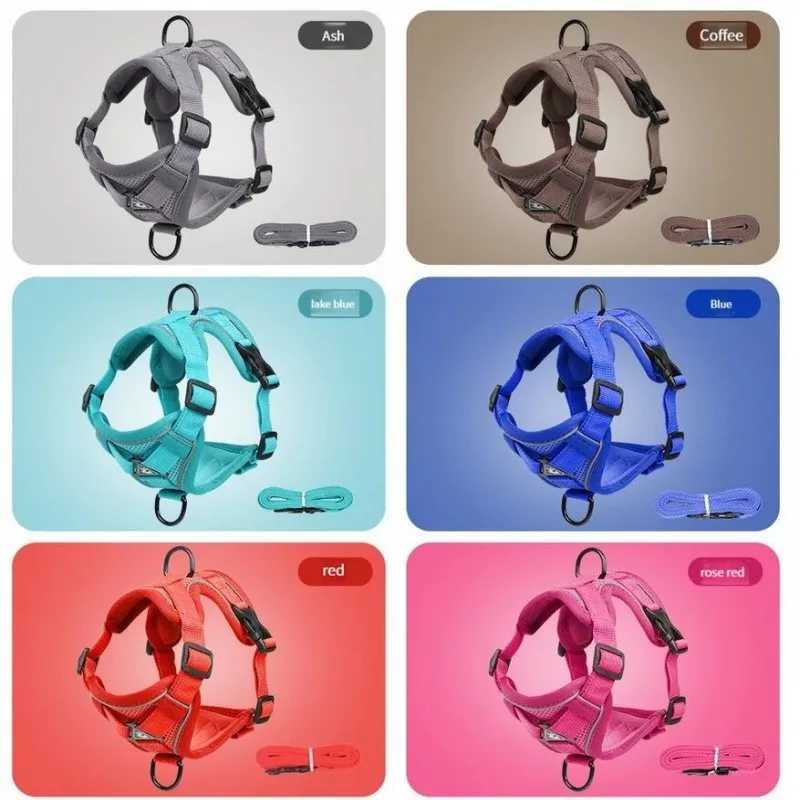 Fashionable Reflective Cat Strap and Belt Set Breathable Mesh Pet Strap Suitable for Puppies Cats Kitten Accessories Collier ChatT250318