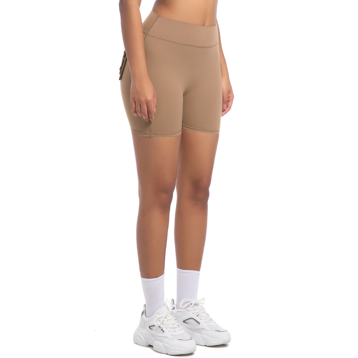 New tracksuit peach workwear tight shorts for women, high waisted elastic hip lifting button yoga pants, quick drying running and fitness pants leggin