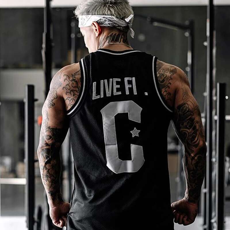 Men's Gym Fiess Quick Dry Basketball Tank Top Jogger Sleeveless Shirt Breathable Sports Male Running Clothing Casual Vest