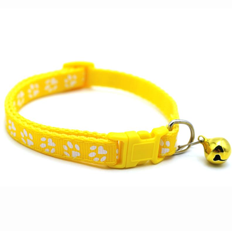 Cartoon Footprint Pet Collar with Bell Colorful Dog Puppy Cat Kitten Collar Adjustable Safety Bell Ring Necklace Pet Accessories ni322