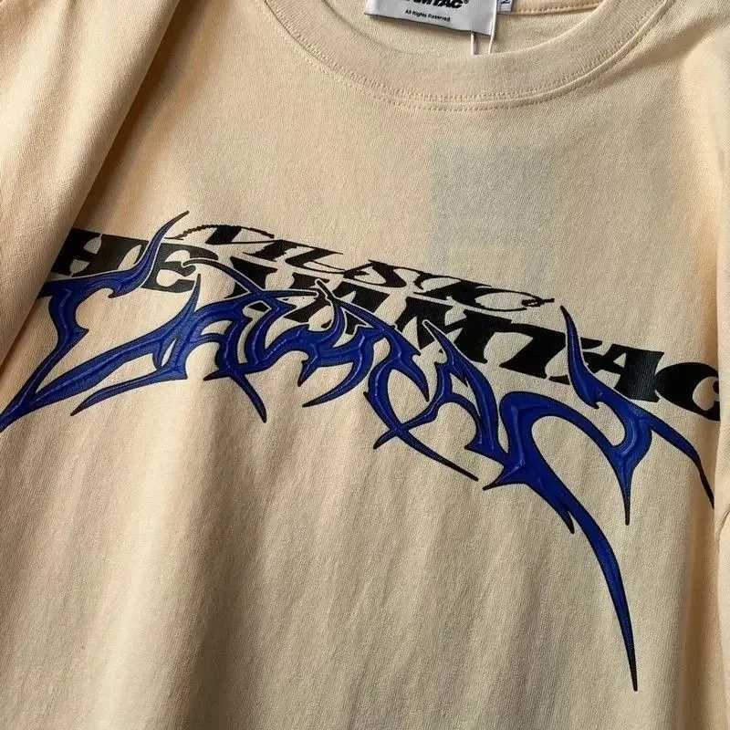 American Vintage Letter Print Graphic T-shirt Men and Women Summer Relaxed Casual Couple Casual Hip Hop Short Sleeve Top y2kT250318