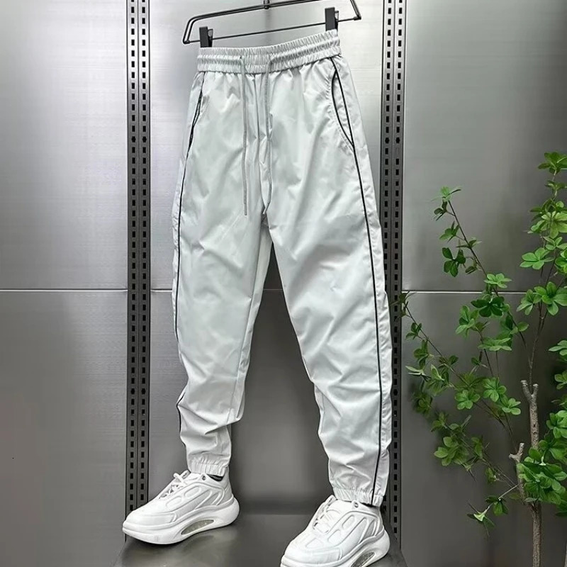 Ice Silk Pants Korean Clothes Summer Man Pants Big Size Joggers Men Trousers Sport Running Mens Cropped Trousers Gym 250318