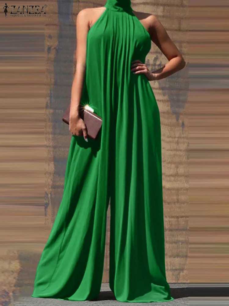 ZANZEA 2024 Summer Party Elegant Womens jumpsuit Wide leg jumpsuit Solid color Wide leg game set Holiday chic strapless X250318