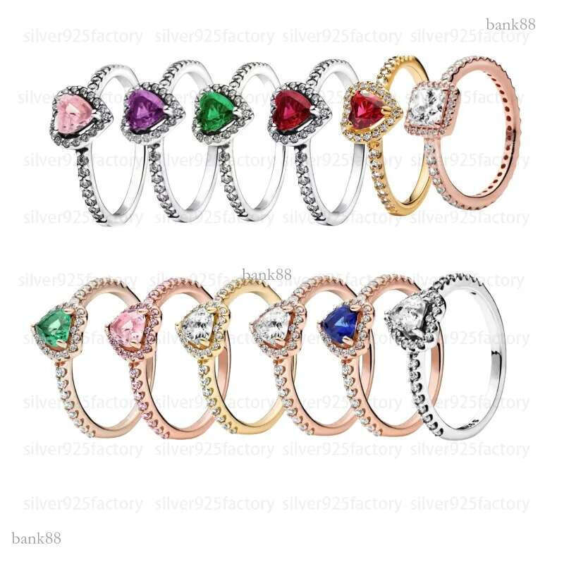 Designer Ring With box women pink Heart Love Series red Diamond ring high quality Wedding Rings 925 Silver rose gold Rings Luxury jewelry engagement g