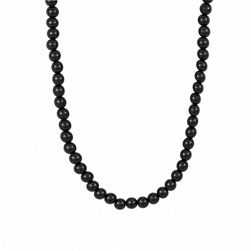 8MM Black Imitation Pearl Necklace Men's And Women's Artificial Pearl Choker Collarbone Chain Jewelry