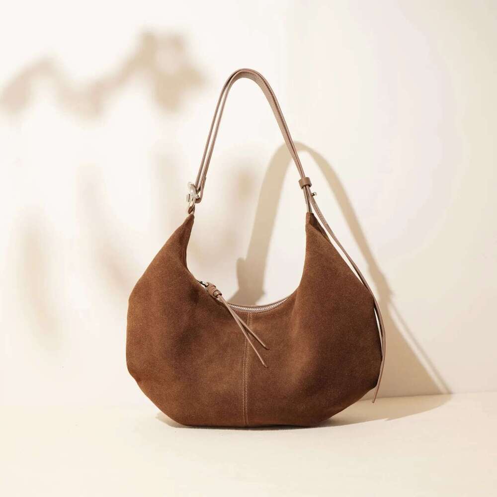 Suede Genuine Leather Women Hobos Bags Retro Large-Capacity Bag Lady 2025 New Dumpg Purse Niche Messenger Tote