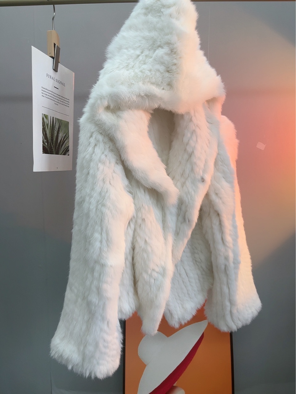 New style of celebrity, real rabbit coat, women's autumn and winter warm fur woven double-sided hooded fur, encrypted internet celebrity