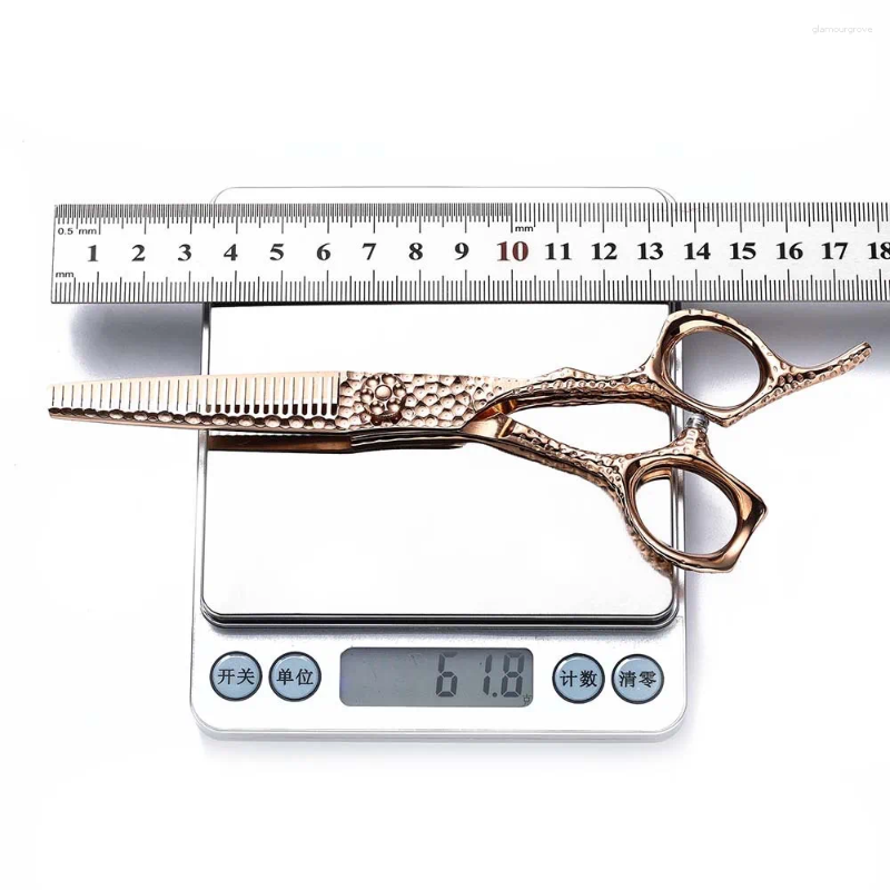 Rose Gold Hair Scissors Set Professional Cutting Shears For Salon Thinning Blending Straight Fringe Sharp Durable S2563
