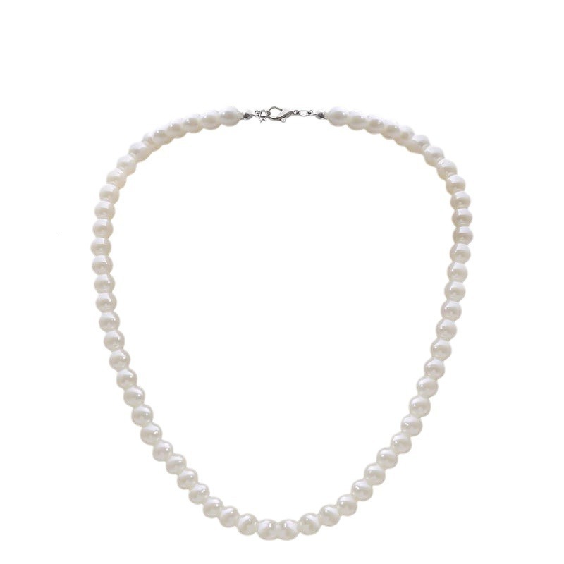 8mm Men's ABS Highlighter Imitation Pearl Necklace Simple Everything Collared Collar Chain Chain Accessories