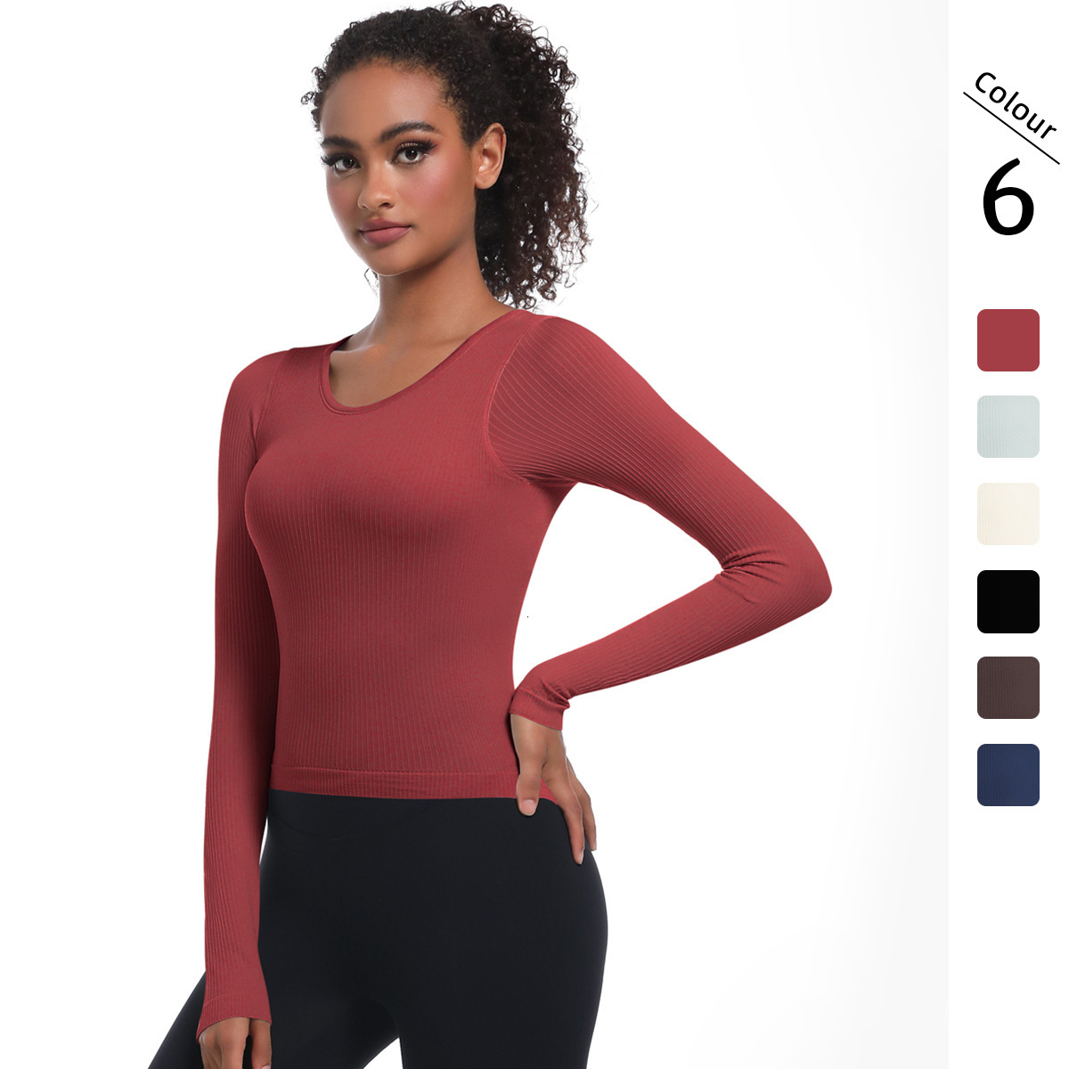New tracksuit seamless knitted solid color thread fixed cup long sleeved high elasticity sports running fitness yoga suit top T-shirt leggings