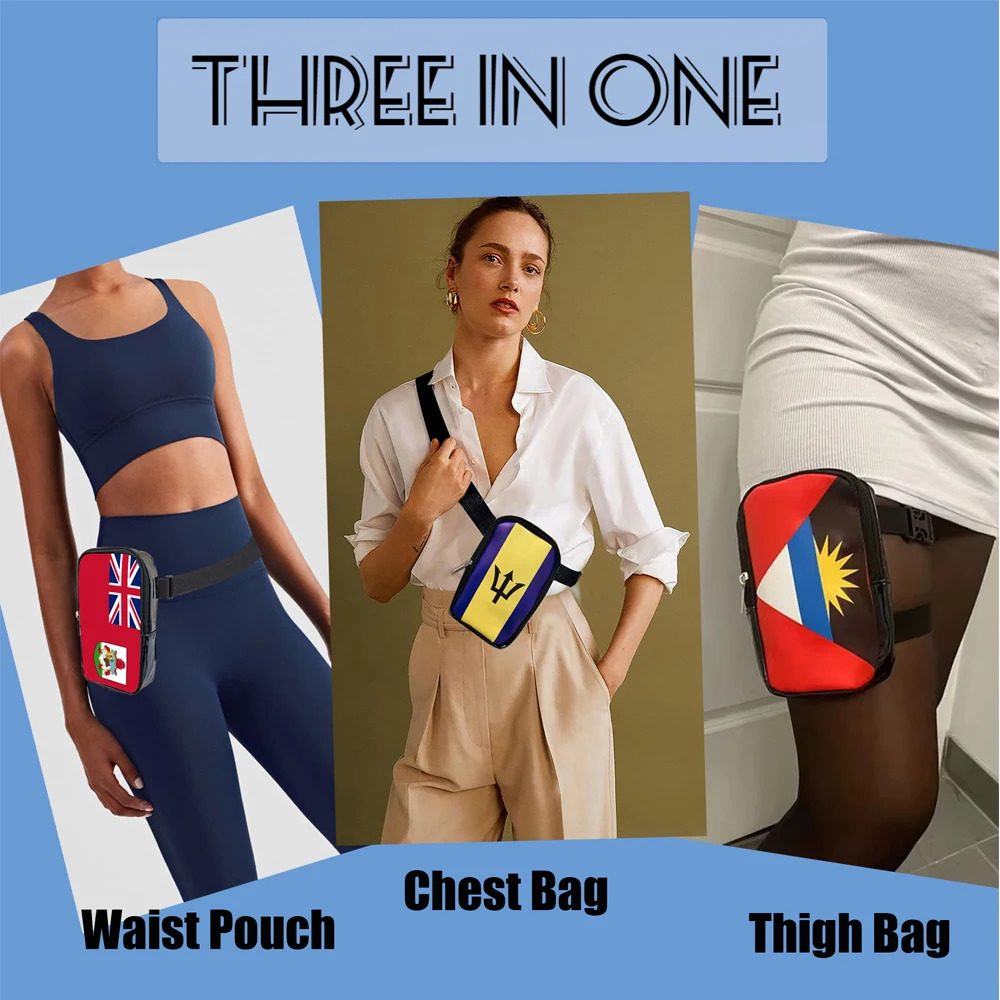 2025 Carnival Leg Bag With Countries Flags Thigh Bag for Women Adjustables Straps PU Waist Pouch Leg Bag for Carnival 250314