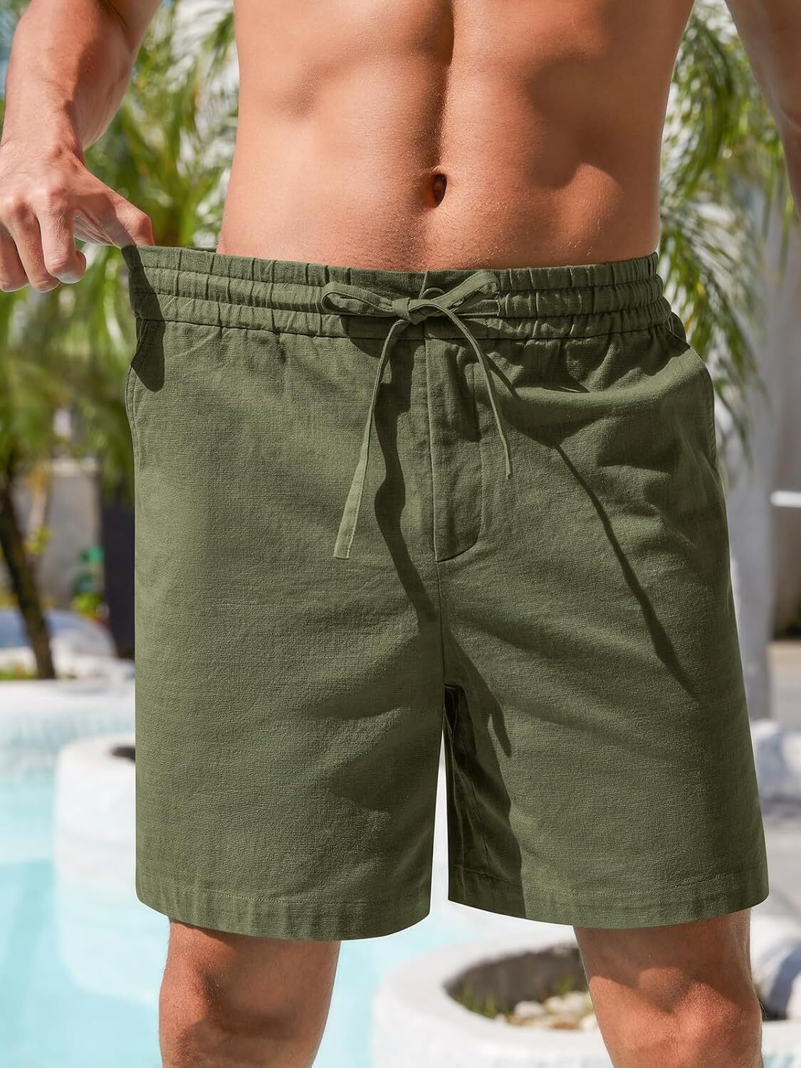 Mens Shorts Casual Drawstring Inseam Shorts Stretch Summer Beach Wear Fashion solid color shorts