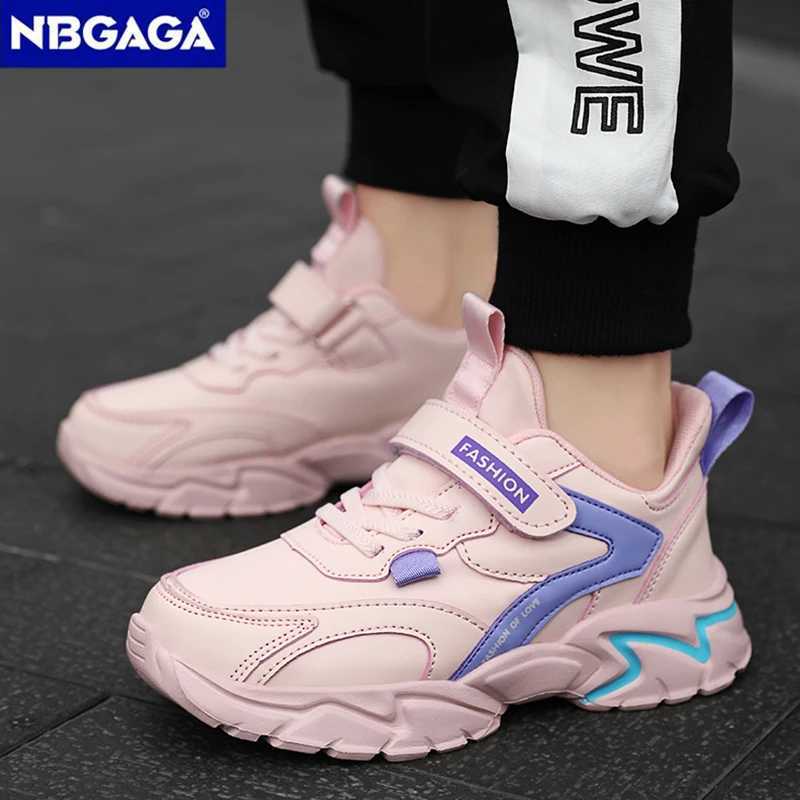 Sport Girl Casual Shoe Leather 5-16Years Boy Tennis Shoe Outdoor Children Running Sneaker Anti Slip Soft Sole Walking Footwear W250318