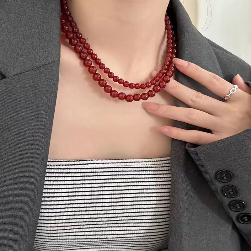 Glass Pearl Necklace Feminine High-grade Collar Bone Chain Choker Jewelry