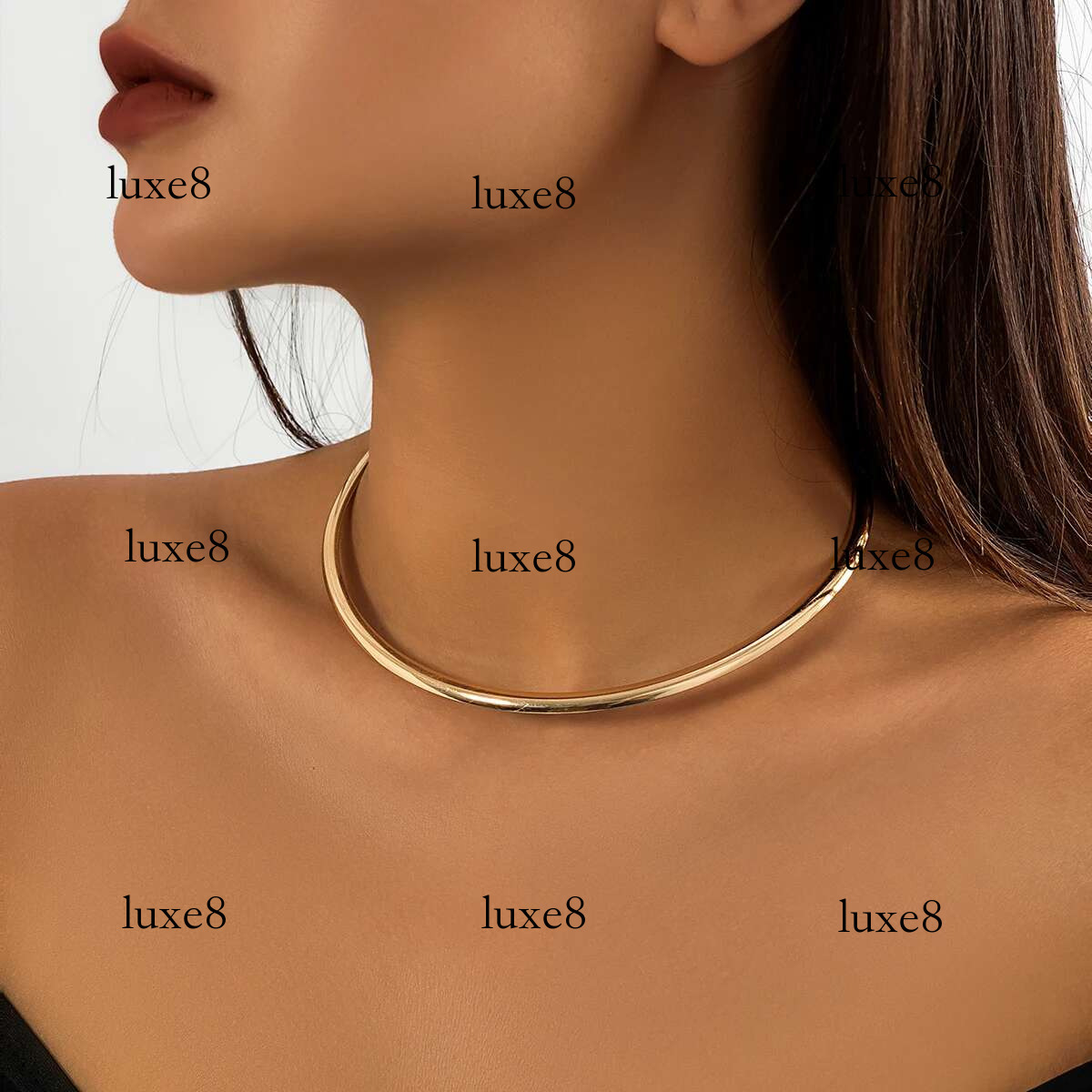 IngeSight.Z Punk Smooth Metal Round Torques Choker for Women Simple Gold Color Collar Necklace Party Jewelry Gift