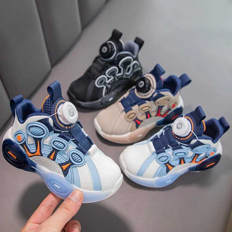 Autumn childrens sports shoes new fashion comfortable boys shoes soft soled anti slip casual shoes fashionable classic rotating button childrens shoes