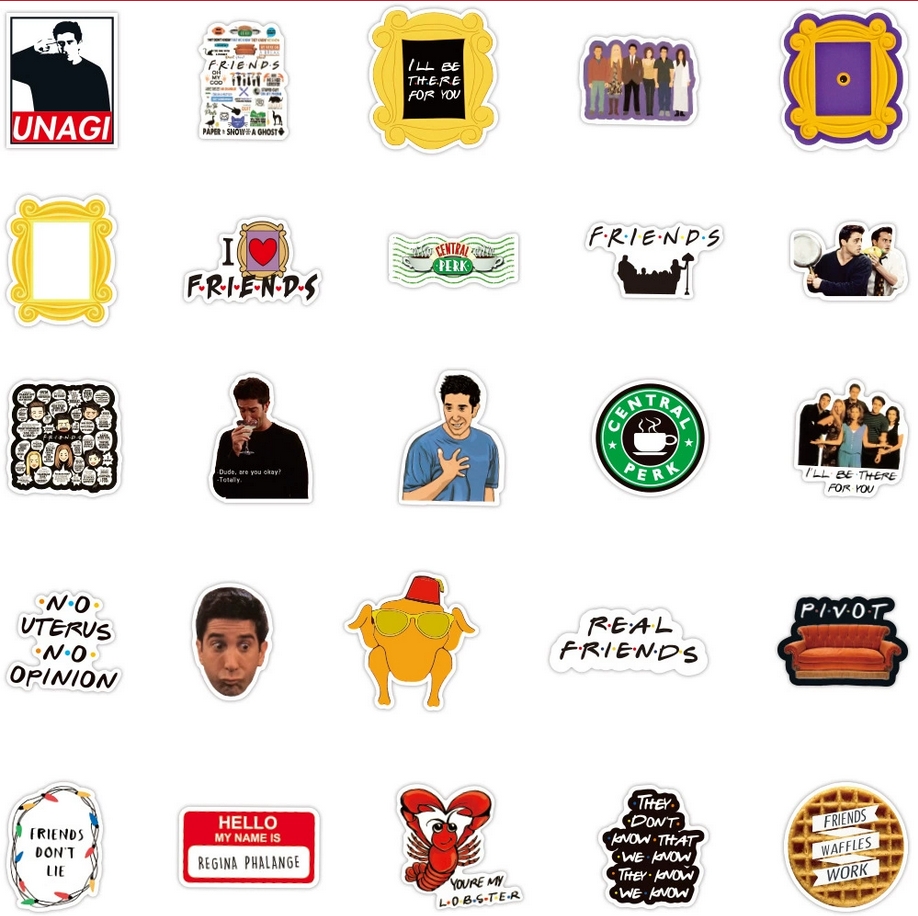 Multi-Purpose DIY Adhesive Decorations - 50 Piece Waterproof TV Series Theme Stickers for Cars, Suitcases, and More