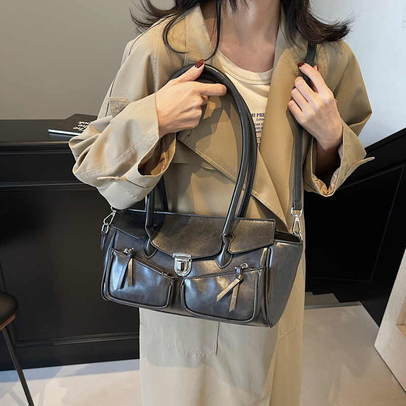 2025 New Large Capacity Armpit Crossbody Storage Bag Fashionable Designer Women s Handbag High quality Multifunctional Motorcycle Shoulder Bag Casual 