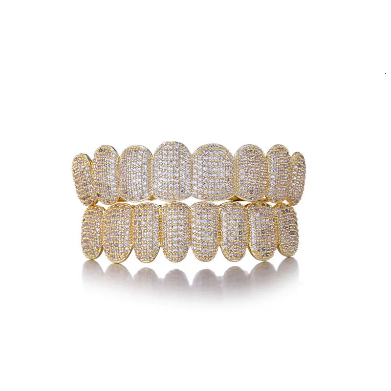 RACHELZ Hip Hop Iced Out CZ Stone Teeth Shiny Cubic Zircon Tooth Caps Decor For Men Women Jewelry Halloween Cosplay 250318