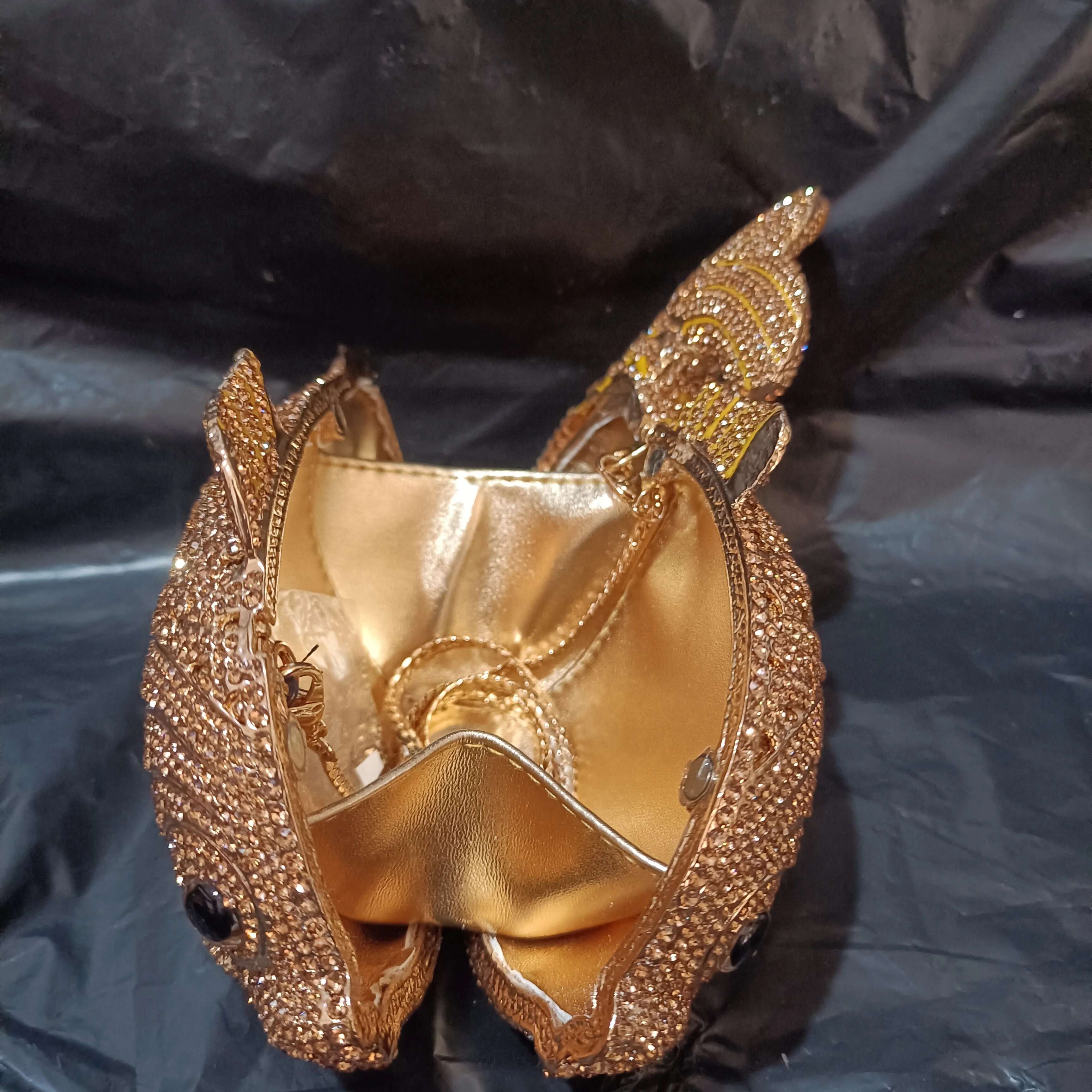 Women Fish Rhies Clutch Purse Gold Stones Evening Minaudiere Bags Wedding Bridal Handbags Party Dinner Purses Clutches Bag