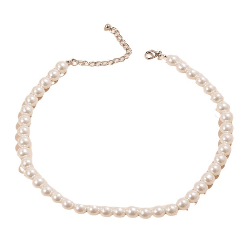 High Highlight Imitation Pearl Necklace Women's 10mm Artificial Pearl Choker Collarbone Chain Jewelry