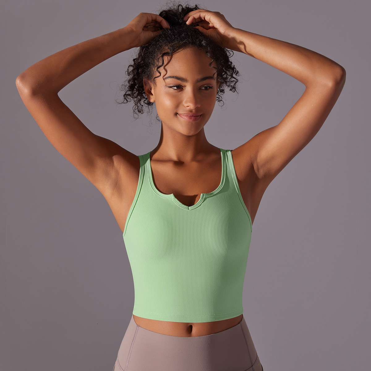 tracksuit Tight fitting high elasticity thread V-neck semi fixed cup, stomach covering vest, running fitness yoga suit for women leggings