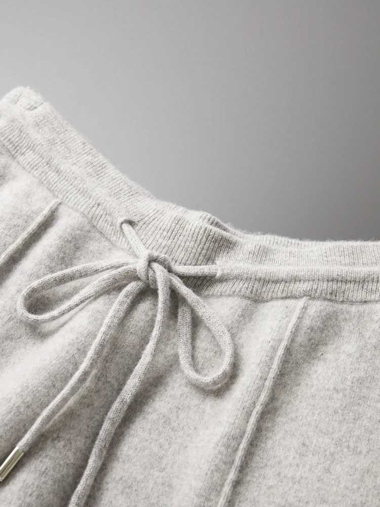 100% wool mens wool pants for autumn and winter thick knitted pants slim fit pants solid color warm flat angle pants W250318