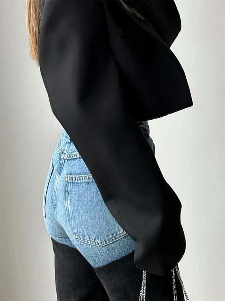 Fashion Y2k Patchwork Jeans For Women High Waist Zippers Button Pocket Straight Denim Pants 2025 Spring Summer Trousers Street