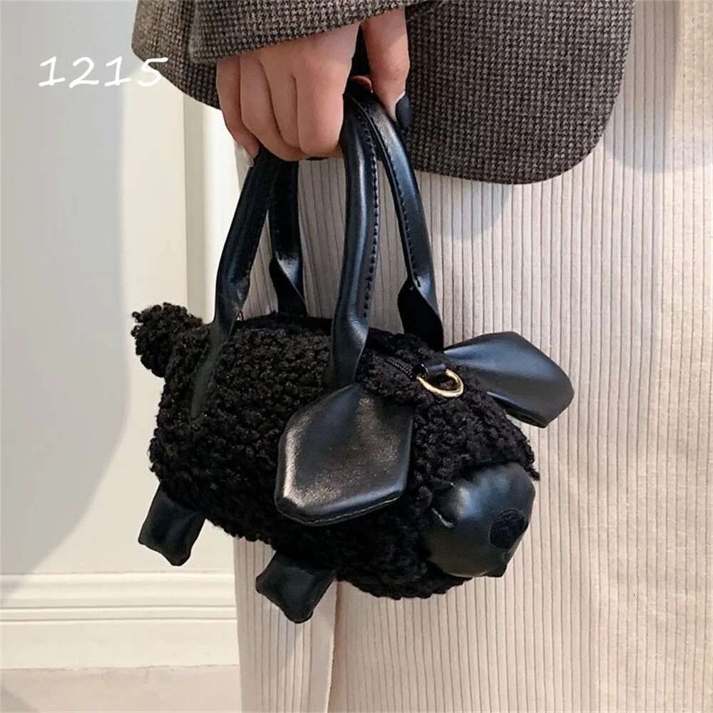 Cartoon Sheep Shape Small Handbag Shoulder Women's Plush Chain Crossbody Mini Bag