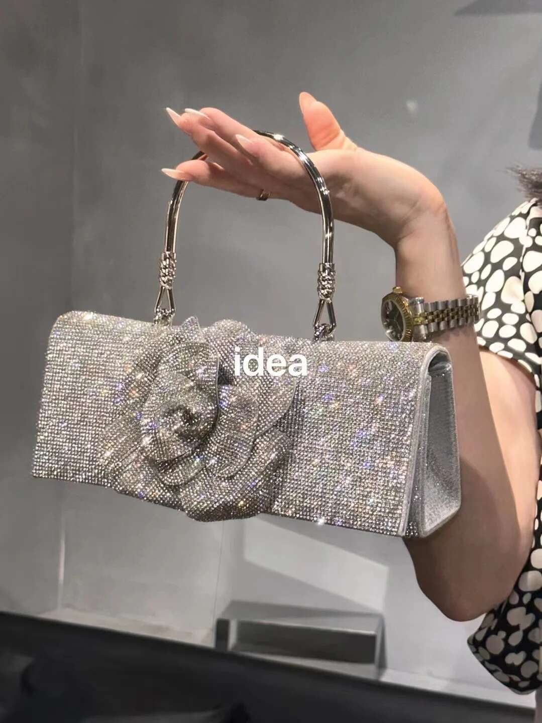 Glitter Dia Ral Square Women Handbag Rhies Evening Wedding Party Clutch Purse Shoulder Crossbody Bag