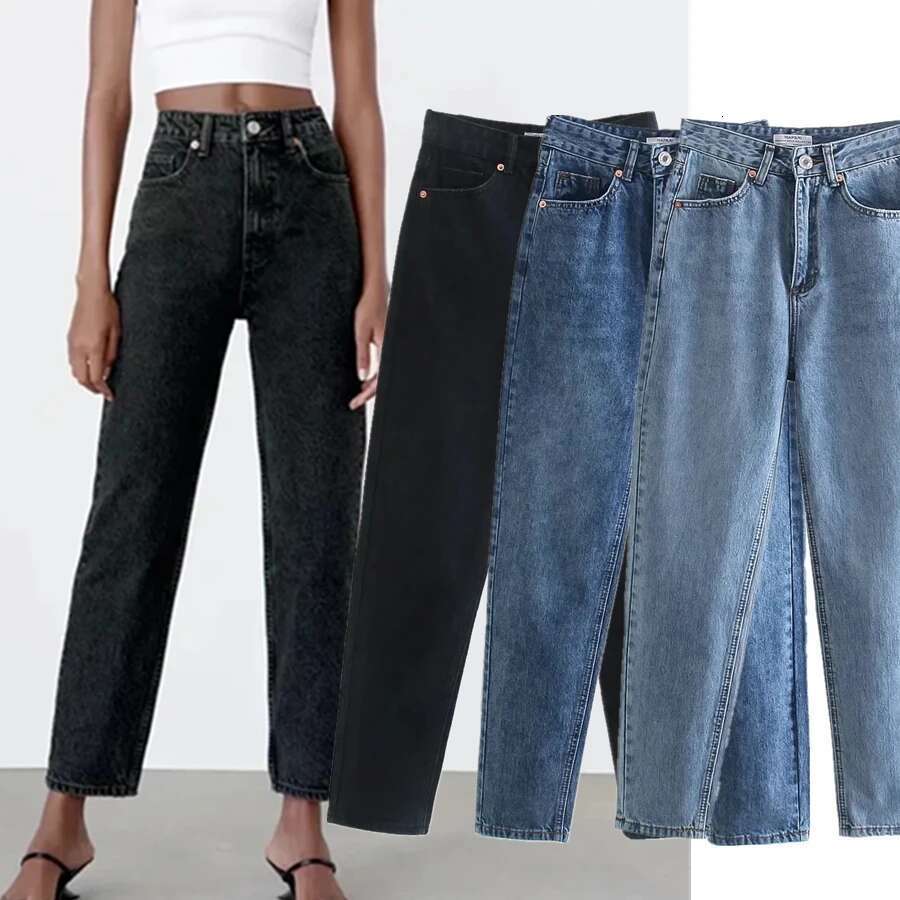Maxdutti Woman Casual Basic Loose High Waist Harem England Style Fashion Solid Simple Retro Mom Jeans For Women