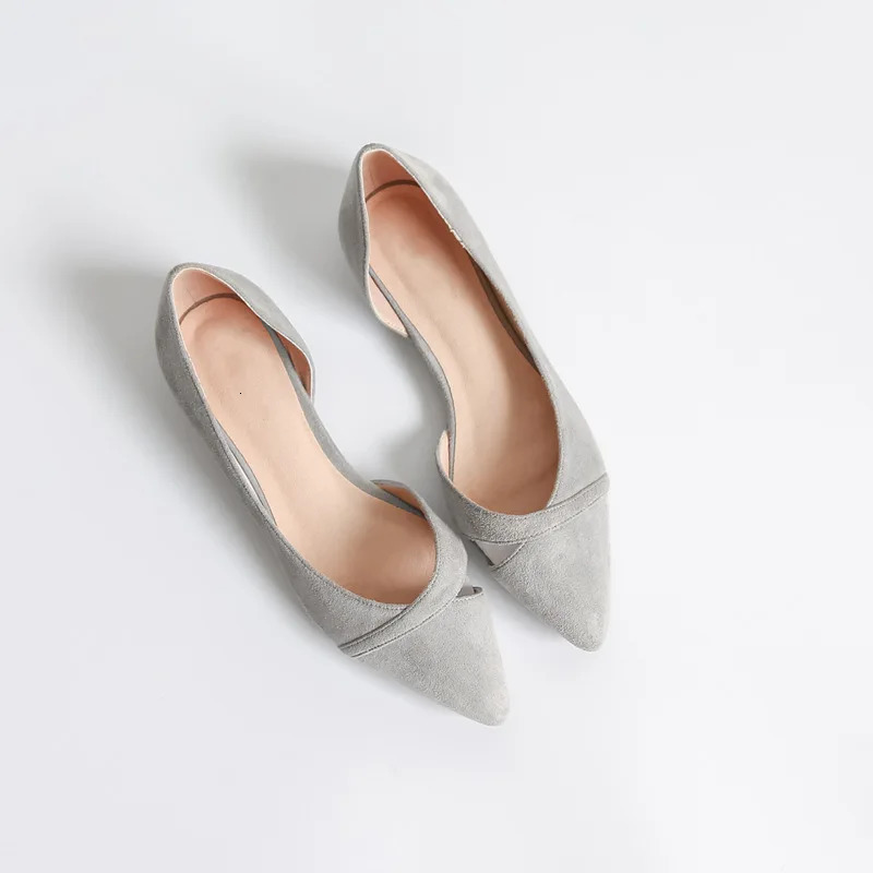 Women Flats Pink Black Pure Color Plus Small Size 33 34 Large 41 42 43 44 Suede Leather Pointed Toe Office Lady Flat Heel Shoes 250318