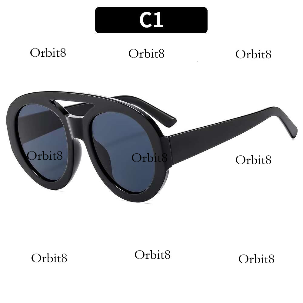 2024 New Retro Double Bridge Large Round Frame Custom Fashion Oversized Shades Sunglasses Women