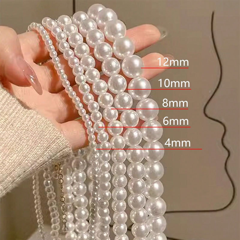 4/6/8/10/12MM Faux Pearl Pearl Necklace Women's Faux Pearl Choker Jewelry for Women