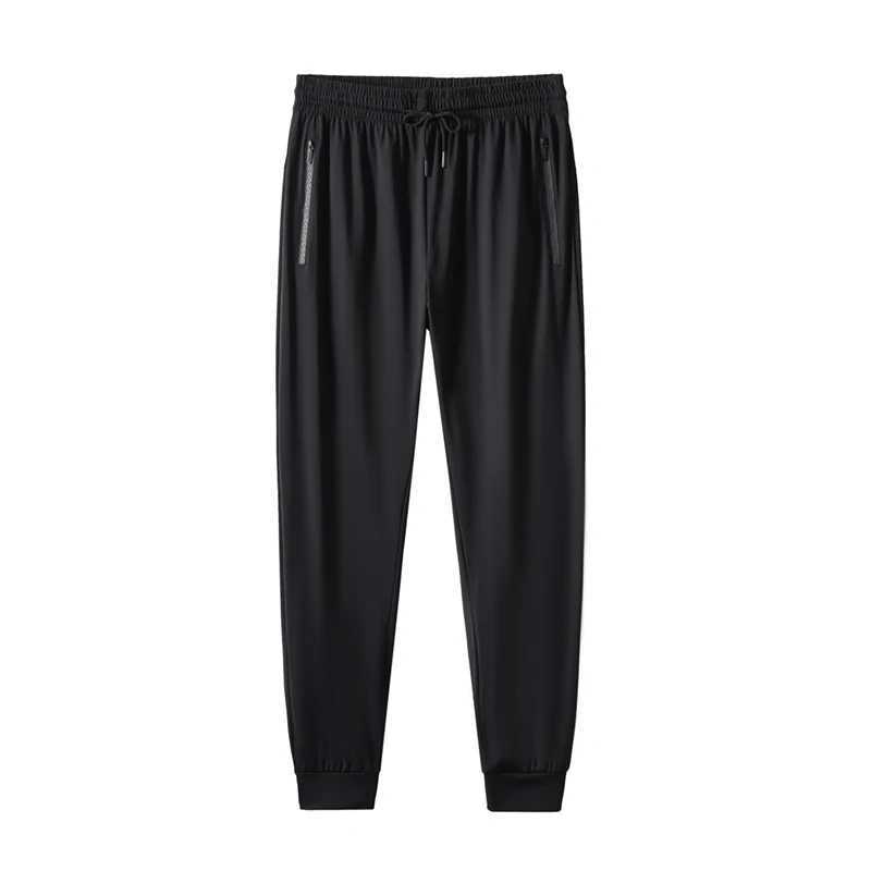 Mens ice silk pants summer thin quick drying breathable sports pants loose size straight leg elastic fashionable casual pants W250318