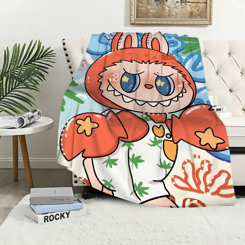Cartoon L-Labubus-S Monster Lovely Blanket Plush Nap Sofa rug for Living Room Warm Office Bedroom Birthday Home Travel Kid Gifts 250317