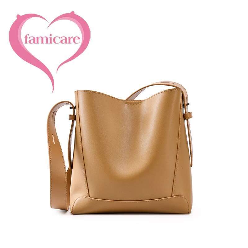 Ladies' Split Leather Bucket Female Commute Shopping Messenger Bags Adjustable Shoulder Strap Women Casual Handbag