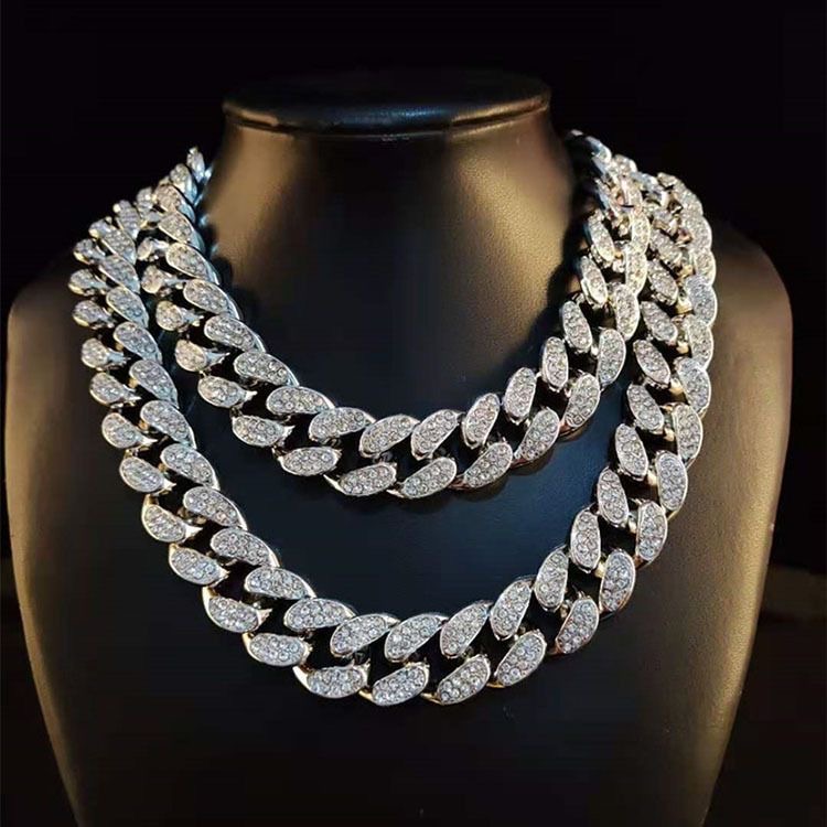 Sterg Sier Ice out VVS Mosan Diamond Chain Hip Hop Necklace Custom Size Black Diamond Cuban Chain 20mm