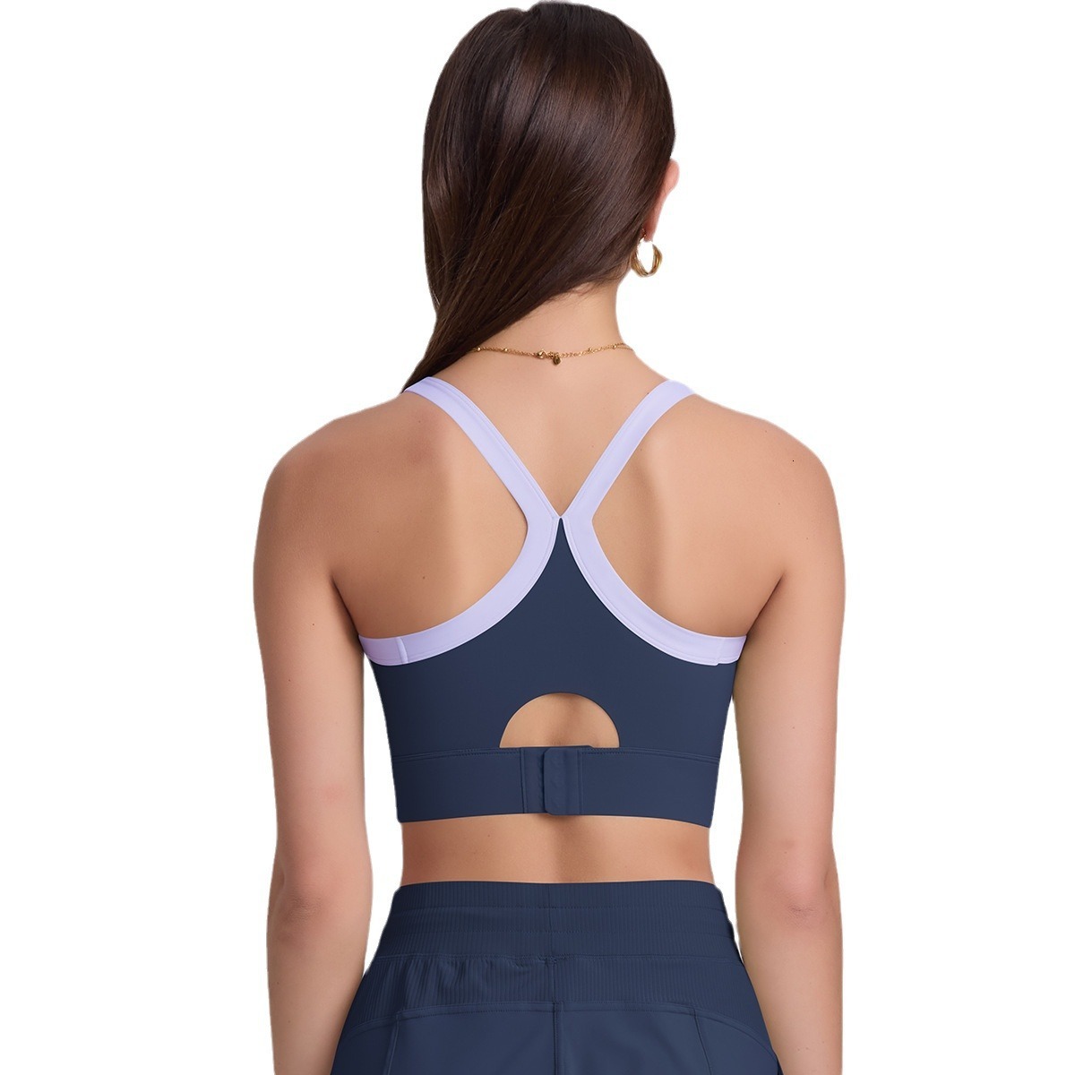New tracksuit color blocked buckle tight fitting gathering unconstrained sports running fitness high stretch bra, yoga suit leggings
