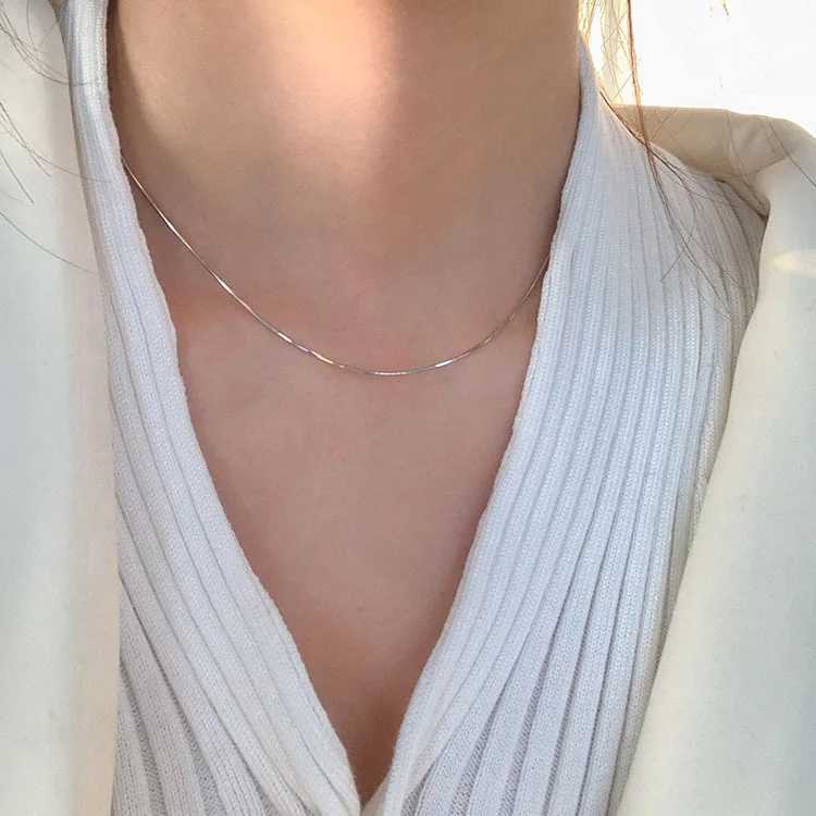 1.2mm silver stainless steel snake bone chain necklace suitable for women simple chain necklace titanium steel jewelry fashion gift W250318