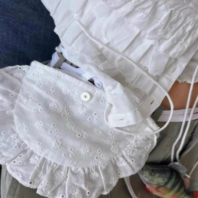 Korean Fashion All Match Bandage Lace Mini Handbags Layered Fairy Sweet Kawaii Bags Women Trendy Y2k Aesthetic Chic Waist Packs 250314