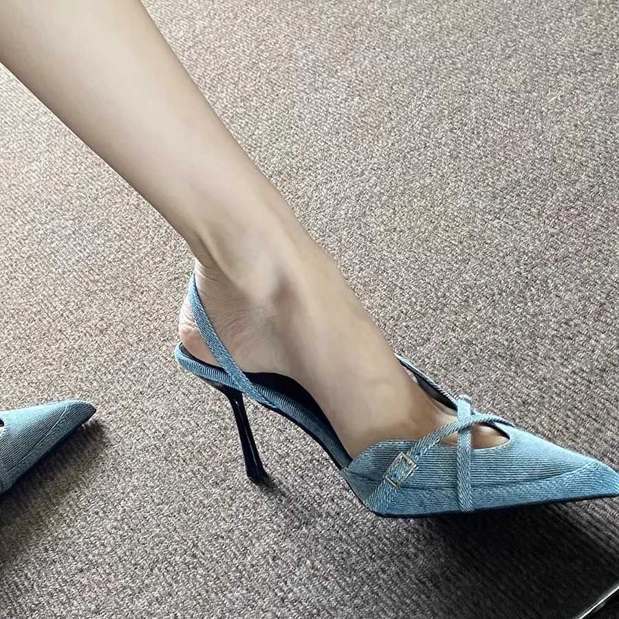 2025 Street Buckle Pump Pointed Toe Thin High H Banquet Strap Party Shoes Zapatos De Mujer Y250317
