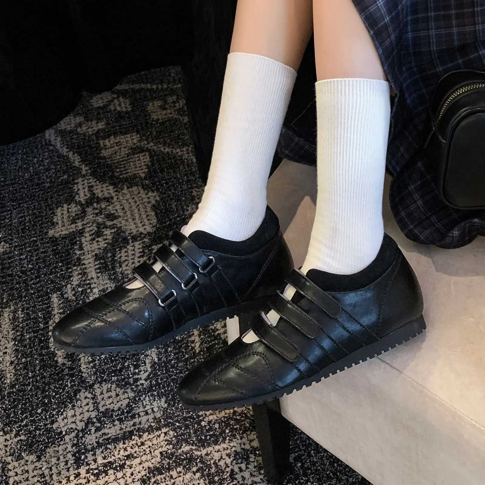 Arden Furtado Spring Sier sheepskin adds internal casual gym shoes round laces shoelaces flat German Army trainer aircraft large size Y250318