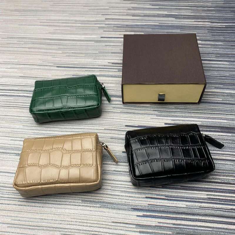Genuine Leather For Women's Mini Purse Top Change Bag Portable Cowhide Crocodile Leisure Coin Storage Zipper Wallet