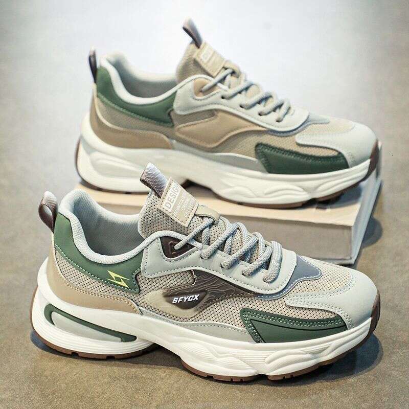Breathable mesh sports trendy and versatile, thick sole anti slip casual dad shoes, spring new men's shoes