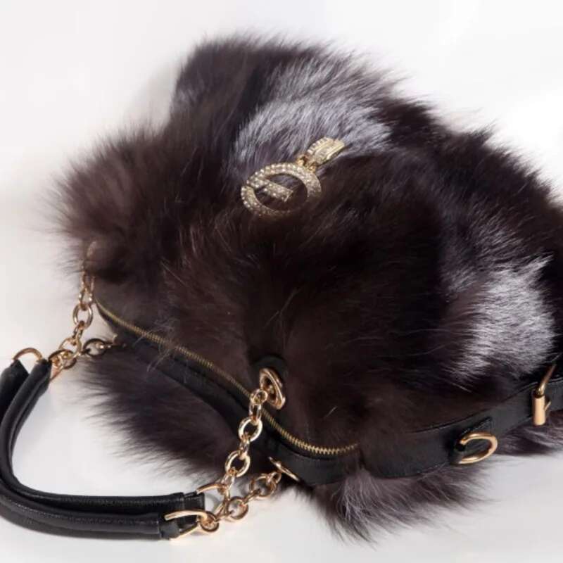 Handbags Women Fox Fashion Female Furry Handbag Real Leather Evening Natural Fur Shoulder Bag